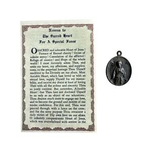 Vintage Dimensional Medal Sacred Heart of Jesus Our Lady Guadalupe Novena Card